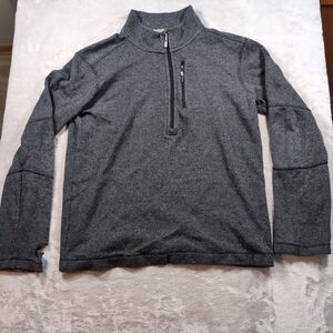 Smartwool Heritage Trail Fleece Half Zip Sweater Mens Large Gray Wool HOLE